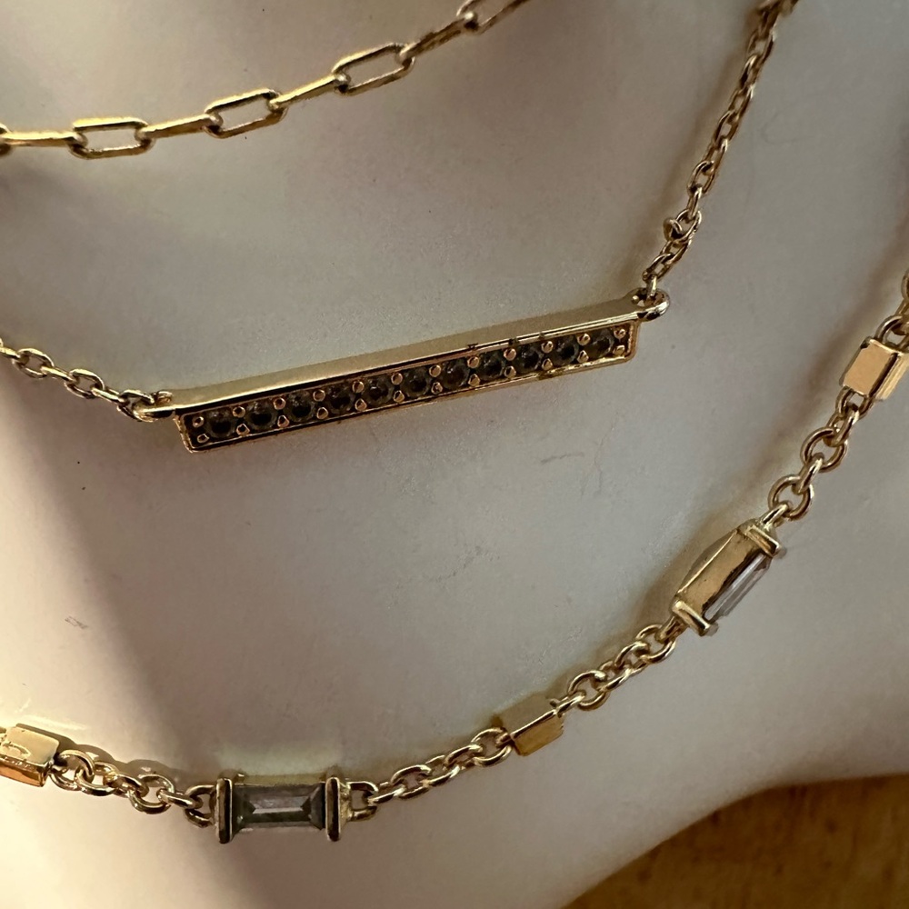 Kendra Scott Addison Multi Chain Necklace Gold Tone Rhinestone Signed Spring - Picture 4 of 16